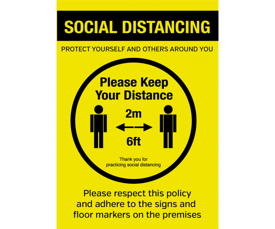 Social Distance 2m Notice Sign Directive Poster Graphic Guidance Procedure