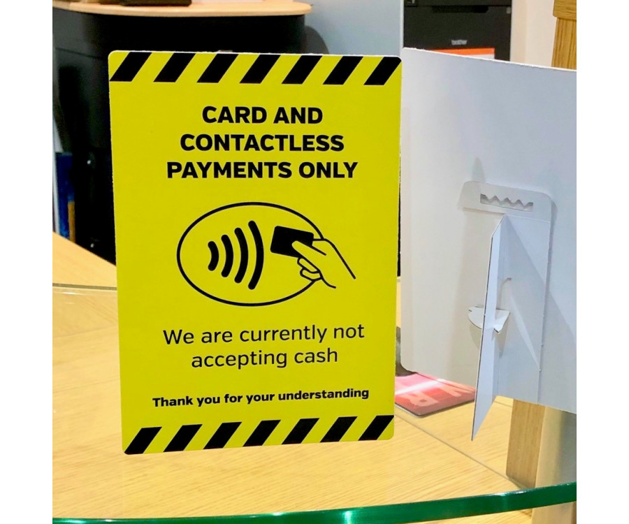 Card & Contactless payments only countertop freestanding notice