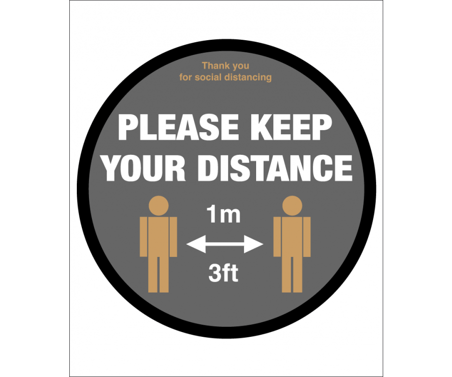 Please keep your 1 metre / 3ft distance floor graphic