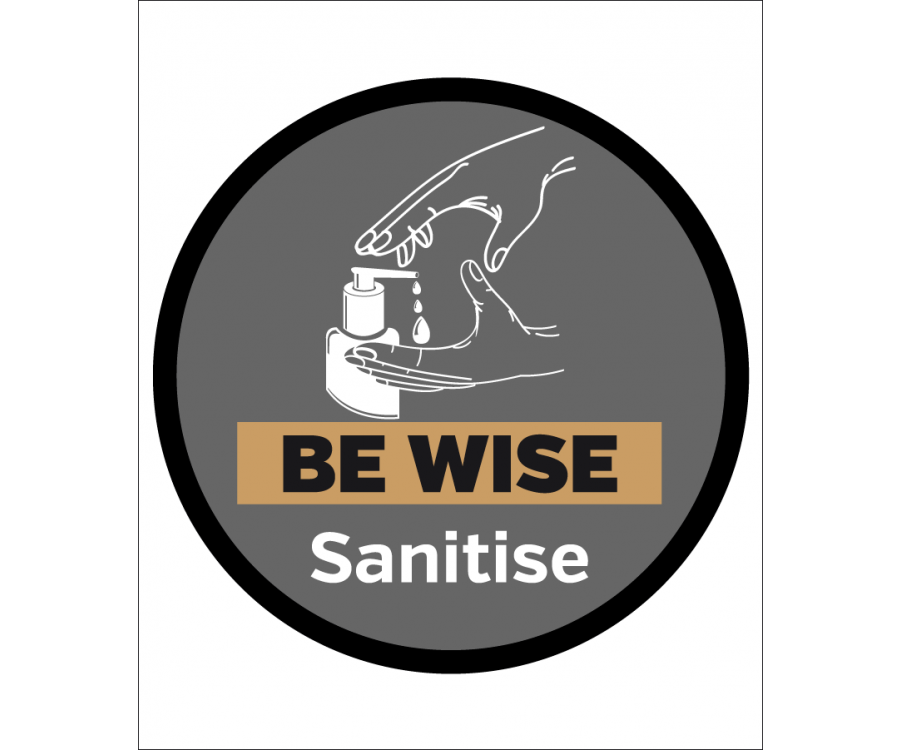 Be wise sanitise floor and wall graphic