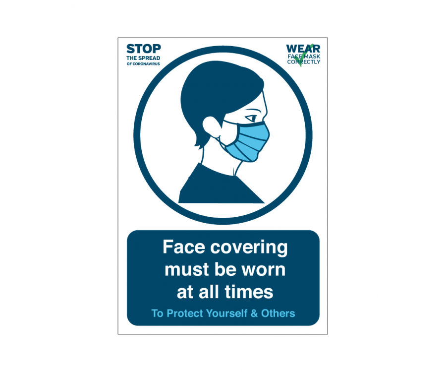 Sticker NOTICE FACE MASK COVERING REQUIRED self adhesive waterproof vinyl A5 A4 