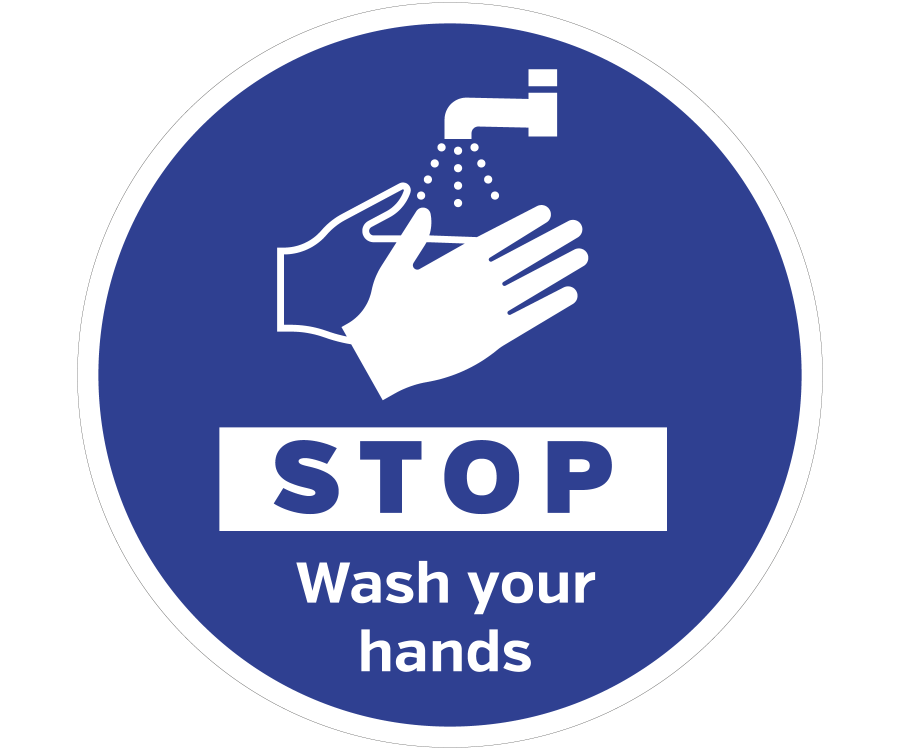 STOP wash your hands floor graphic
