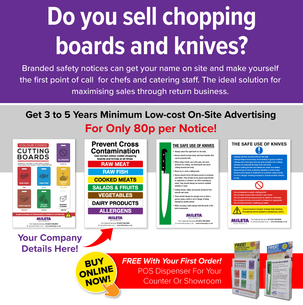 Chopping Board & Safe Use of Knives Notices