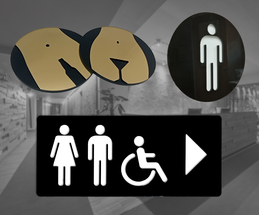 Laser Cut Washroom Door & Directional Signs