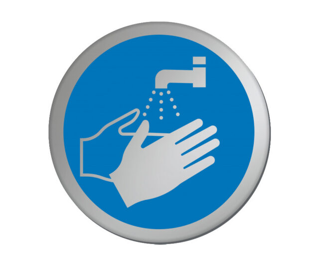 75mm satin silver wash hands symbol