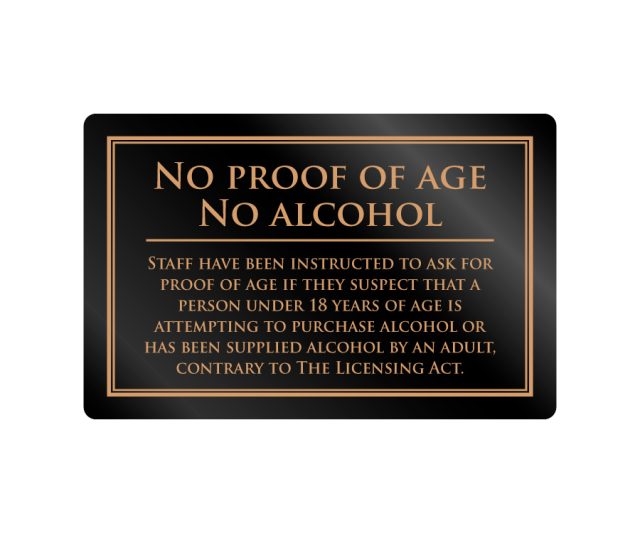 No Proof of Age No Alcohol Notice