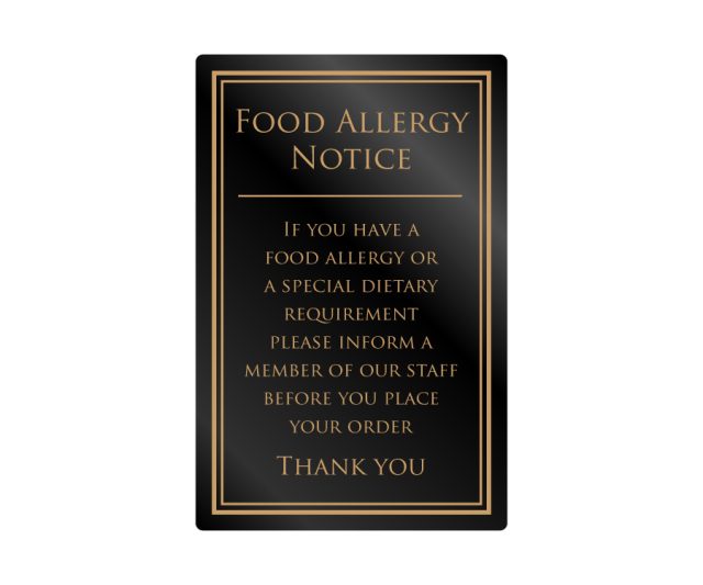 Food Allergy Inform Staff Member Notice