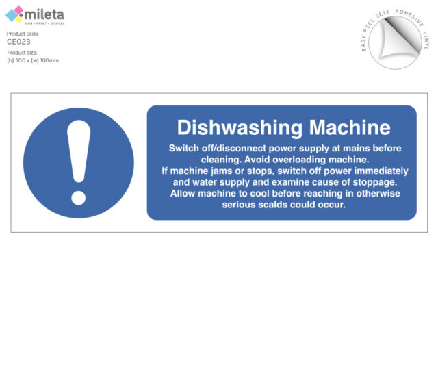 ce023 dishwashing machine safety sign