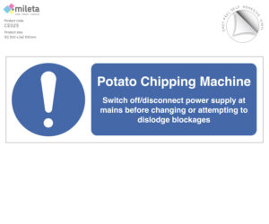 ce025 potato chipping machine safety sign