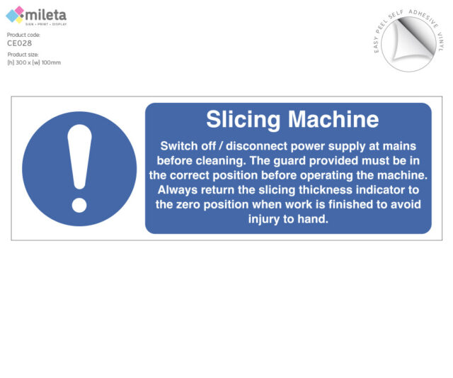 ce028 slicing machine safety sign