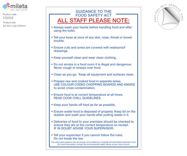 cs002 guidance food safety act
