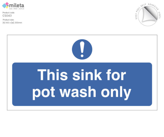 cs043 sink for pot wash only