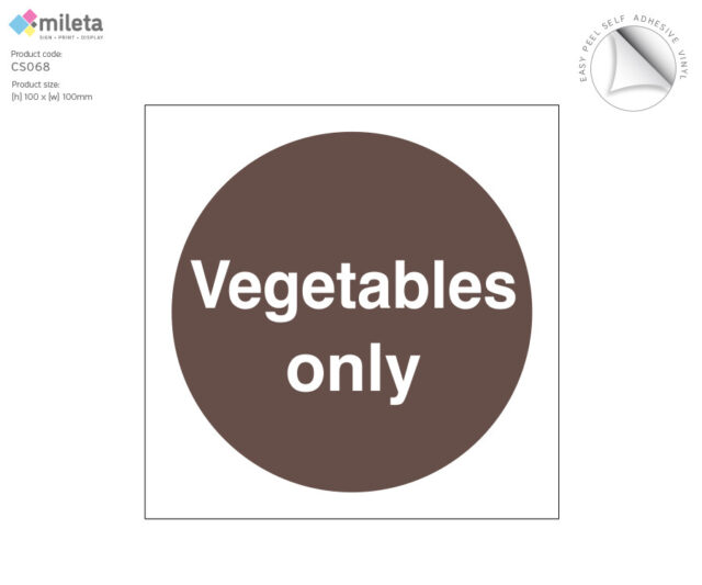 cs068 vegetables only storage label
