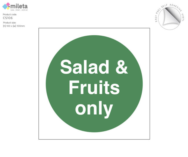 cs106 salad fruits only storage label