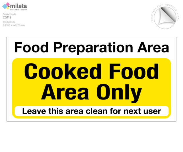 cs119 cooked food area sticker 200x100