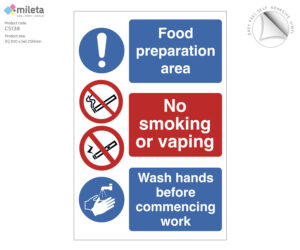 cs138 food prep area no smoking wash hands