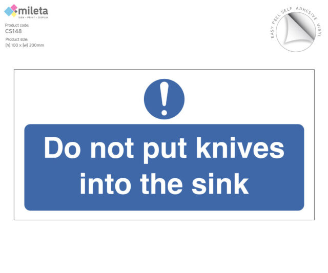 cs148 do not put knives into the sink