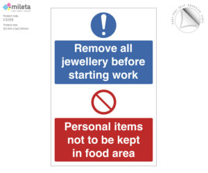 cs155 remove jewellery personal items food area