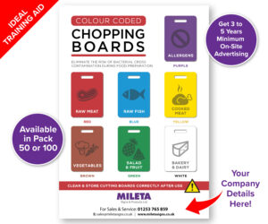 cs172 colour coded chopping board a5 safety notice
