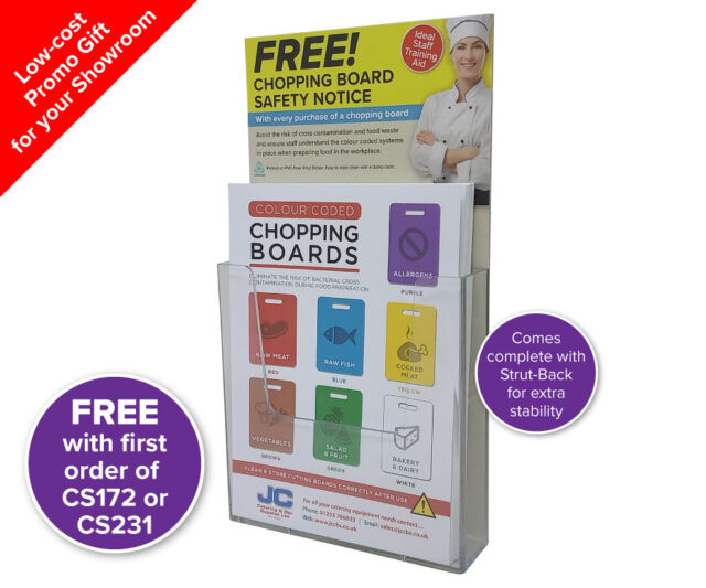 cs172 colour coded chopping board a5 safety notice