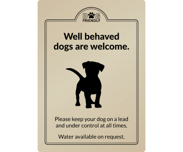 dg0010g dogs welcome dog symbol gold exterior sign