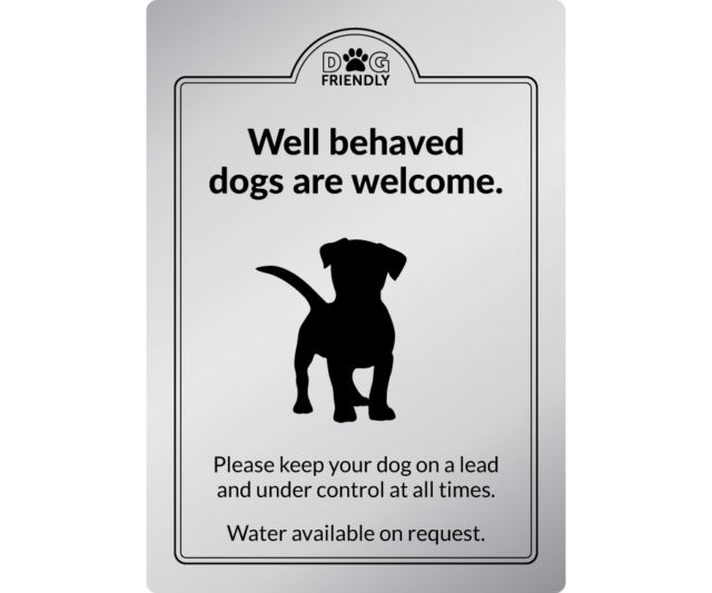 dg0010s dogs welcome dog symbol silver exterior sign