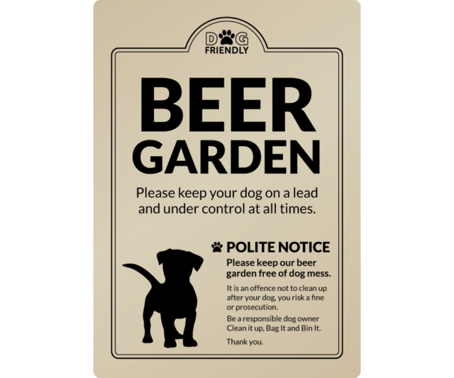 dg0014g beer garden bag it and bin it gold exterior sign
