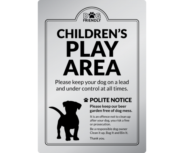 dg0015s childrens play area bag it bin it silver exterior sign