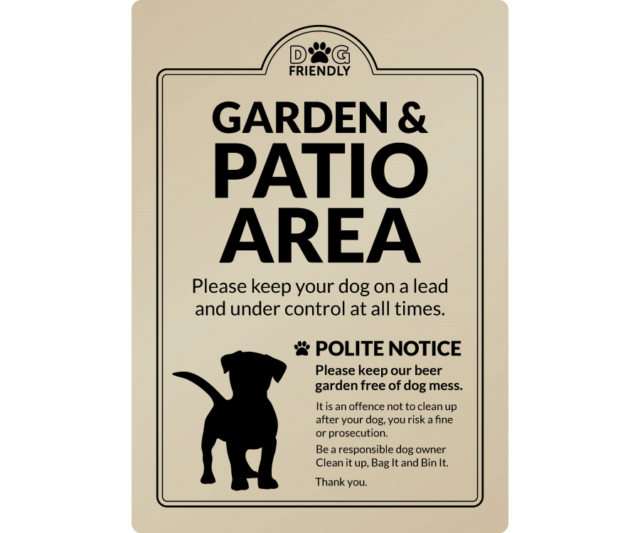 dg0016g garden patio area bag it bin it gold exterior sign