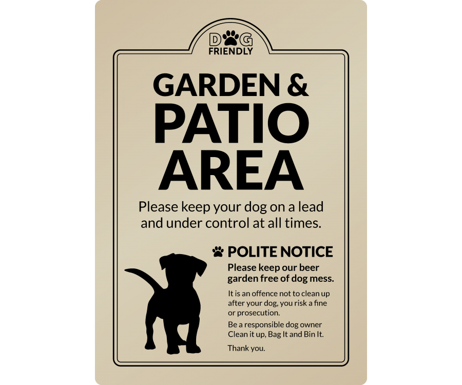 dg0016g garden patio area bag it bin it gold exterior sign
