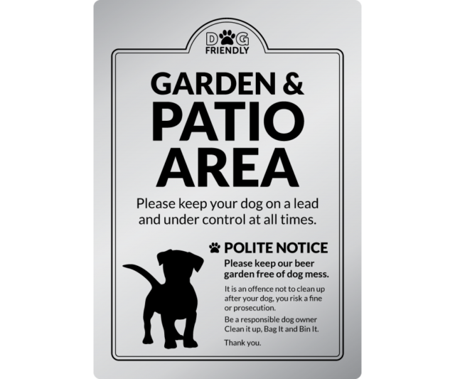 dg0016s garden patio area bag it bin it silver exterior sign