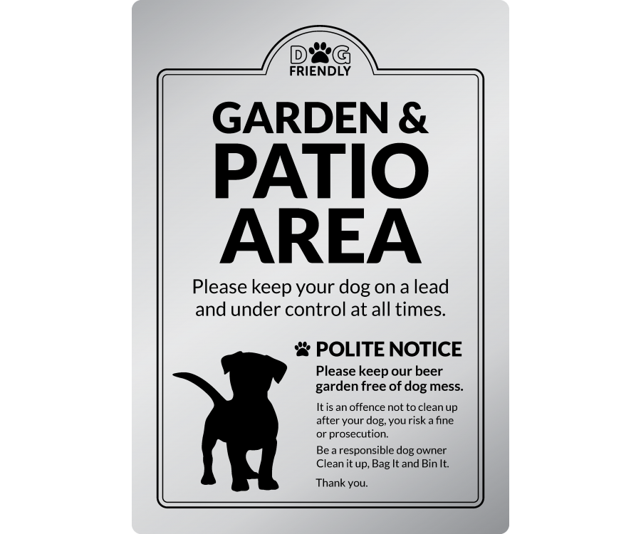 dg0016s garden patio area bag it bin it silver exterior sign