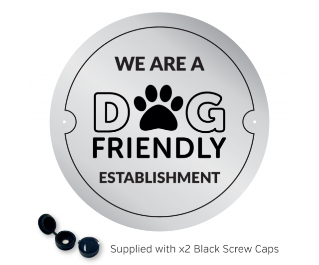 dg004s dog friendly establishment silver round sign