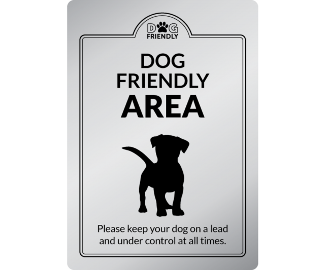dg005s dog friendly area sign silver interior sign