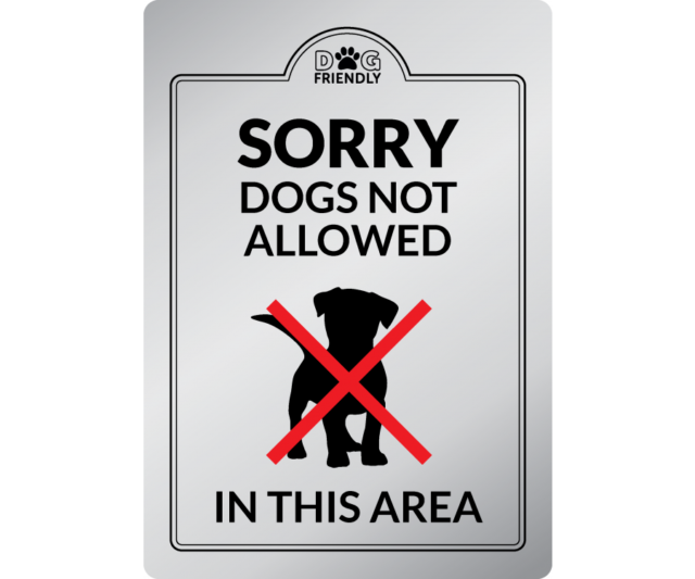 dg006s no dog in this area silver interior sign