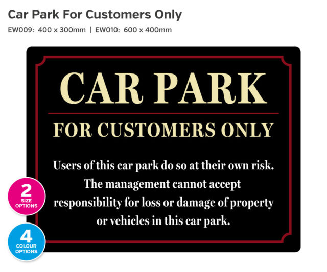 ew009 010 car park customers only notice