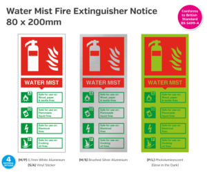fs269 270 271 262 water mist fire extinguisher notice