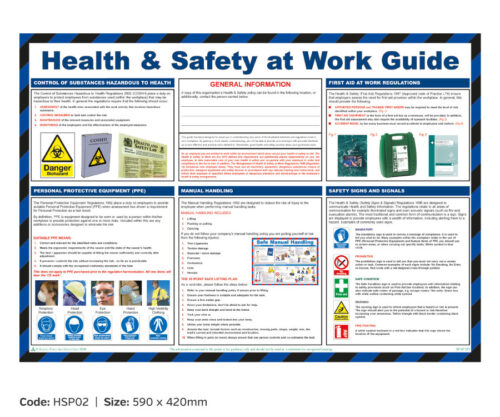Health & Safety at Work Guide Poster - HSP02 - Mileta Signs and ...