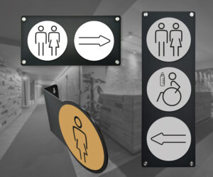 Polaris Washroom Door & Directional Signs 150mm
