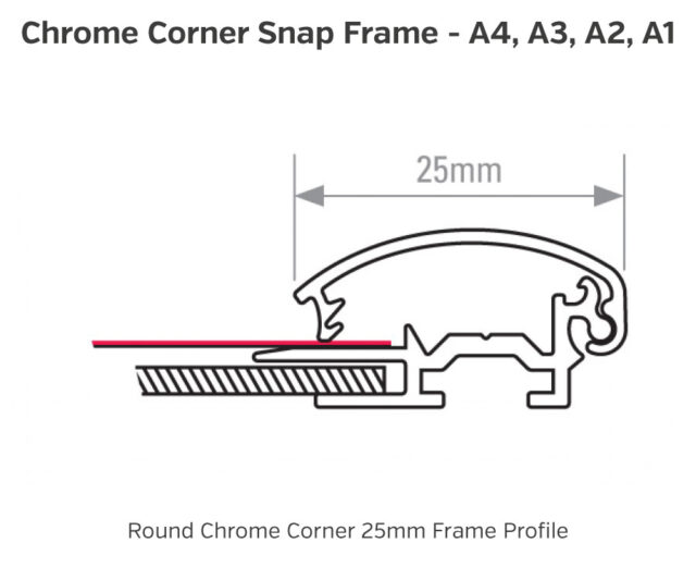 25mm chrome corner snap frame
