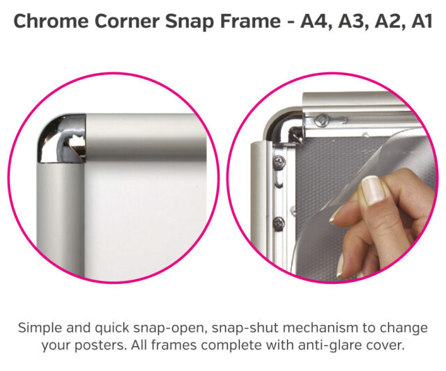 25mm chrome corner snap frame