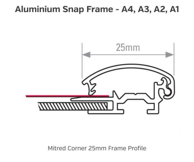 25mm satin silver snap frame