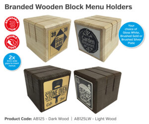 ab124 ab125 wood block menu holders ab125