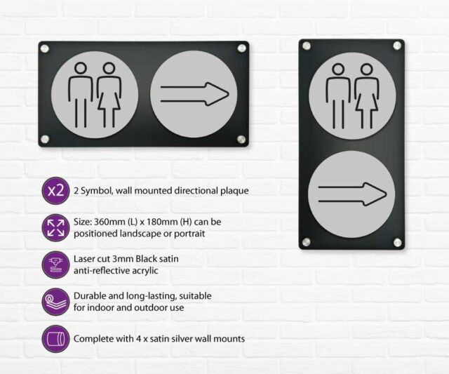 arrow 2 up directional plaque silver
