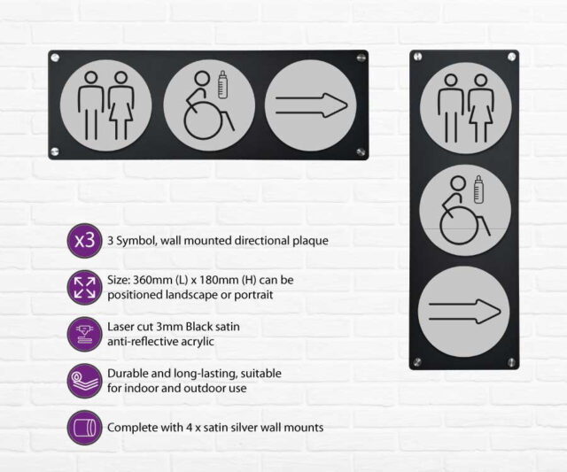 arrow 3 up directional plaque silver