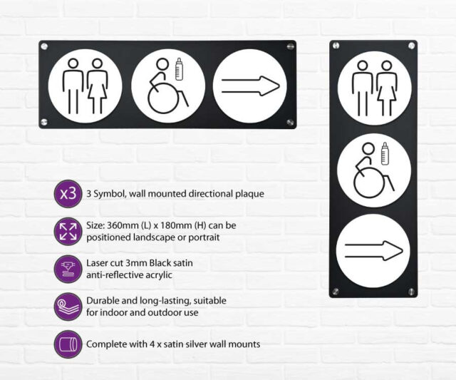 arrow 3 up directional plaque white