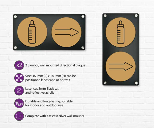 baby change 2 up directional plaque gold