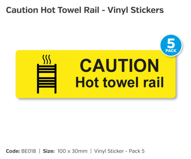 be018 hot towel rail stickers pack