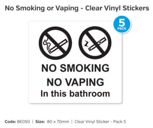 be050 no smoking no vaping stickers pack