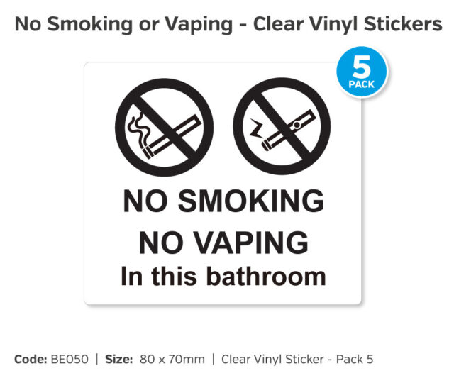 be050 no smoking no vaping stickers pack